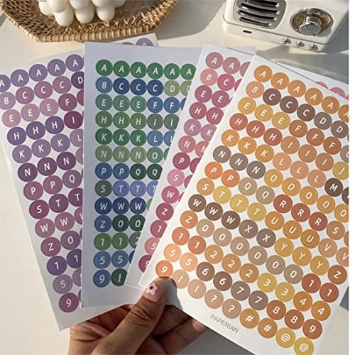 DULSPUE 8 Feuilles d'autocollants pour numéro de Couleur-Autocollants numérotés de Couleur - Chiffres Ronds - Autocollants numériques - pour boîtes de Rangement - Peinture Diamant