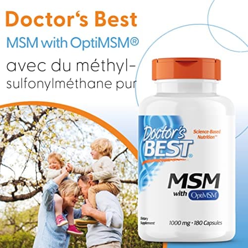 Doctor's Best, MSM avec OptiMSM, 1.000 mg, 180 Capsules, Hautement Dosé, Sans Soja, Sans Gluten, Sans OGM, Soufre Naturel