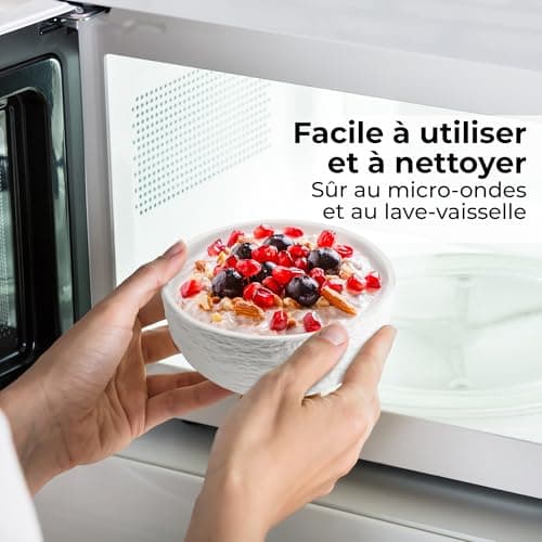 MIAMIO - 750 ml Bols/Saladiers, ensemble de 4 bols, bols à soupe, bols à céréales, bols de service en céramique - adaptés au micro-ondes, au lave-vaisselle et au four - Collection Oasis