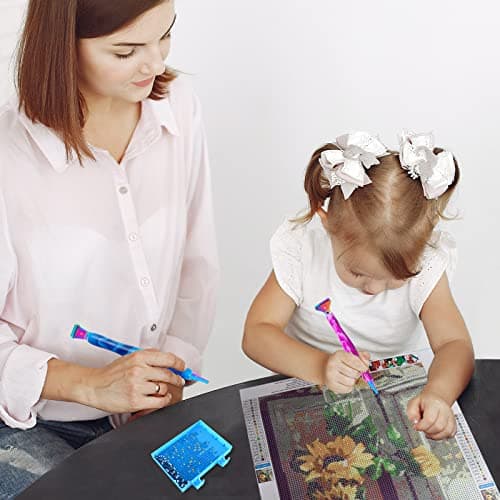 Souarts Kit de stylos de peinture diamant 5D à faire soi-même, kit d'accessoires de peinture diamant avec plusieurs têtes de stylo de rechange