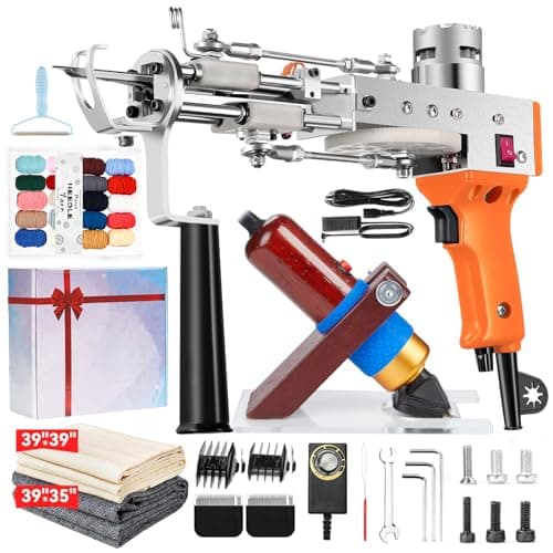 Riiai Kit de démarrage de Pistolet à tufting avec Coupe-Tapis, kit de Fabrication de Tapis, Pistolet à Moquette Cut Pile Loop Pile, Coupe-Tapis, tufting pour Sculpture
