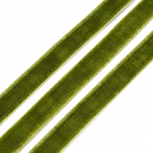 Pandahall Rouleau de ruban en velours de 45,7 m x 0,95 cm sur une face - Décoration en dentelle pour emballage cadeau, nœuds pour cheveux, fabrication de pinces à cheveux, couleur vert olive foncé