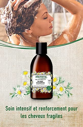 alkmene Shampooing bio à la camomille bio - shampoing pour cheveux ternes et cassants - shampoing anticasse végétal sans silicones, parabènes, huiles minérales, SLS et SLES (6x 250 ml)
