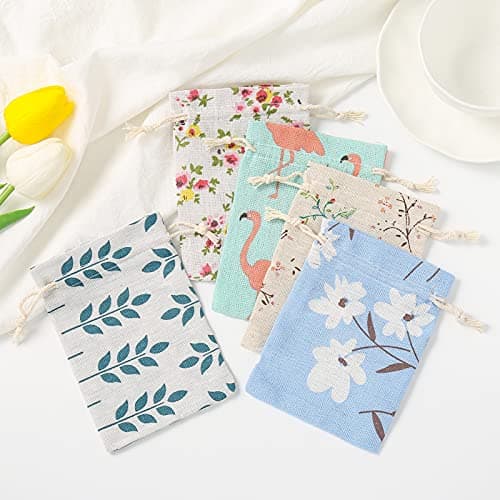 DAHI 25pcs Sacs en Coton avec Cordon 10 x 14 cm Petits Sacs en Tissu Sacs Cadeau avec Cordon Sachets en Lin Chanvre Jute Sac à Cordon Sachets Pour bijoux-B
