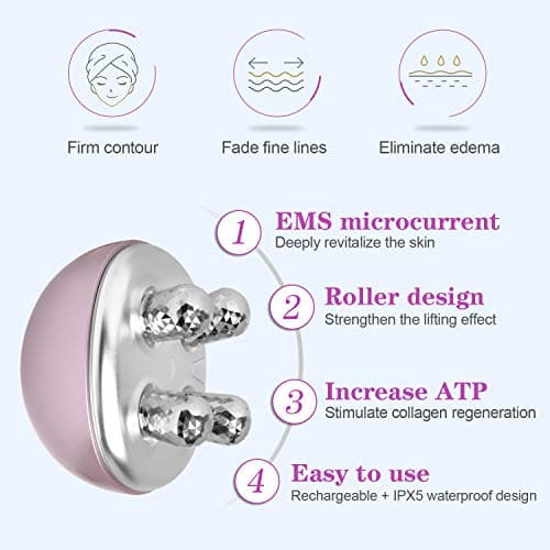 MYCARBON Massage Visage Anti Rides Appareil Visage EMS Microcourant Rouleaux Massage de Beauté Electrique Anti Age Régénération du Collagène