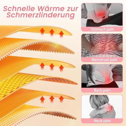 WILLONG Ceinture Lombaire Chauffante - Ceinture Regles Douloureuses, Utilisation Continue de 8 Heures, 3 Niveaux de Température et 5 Modes de Massage pour Soulager les Douleurs Menstruelles(rose)