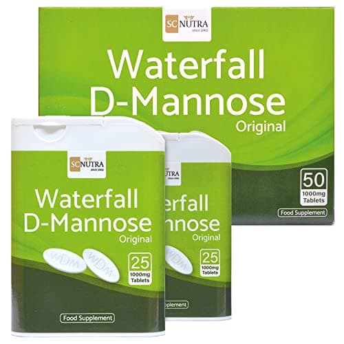 Waterfall D-Mannose Comprimés - 1000mg - 50 Comprimés - D-mannose provenant de bouleau - D-mannose 100% pur - SC Nutra (Sweet Cures)