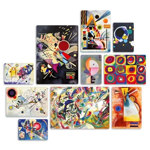 Giallobus - Ensemble de 10 peintures Multi-Panneaux - Vassily Kandinsky - Kandinsky 1 - Bois MDF - - 2 x 42x29,7cm - 4 x 29,7x21cm - 4 x 21x14,85cm - - Prêt à accrocher - Tableaux
