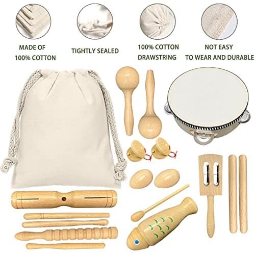 Instruments de Musique en Bois pour Tout-Petits & Bebe, Ulifeme Enfant Instrument de Musique Enfant 3-6 Ans, Petit Instrument de Musique en Bois Set Instrument Musique Enfant Kit Instrument de Musique