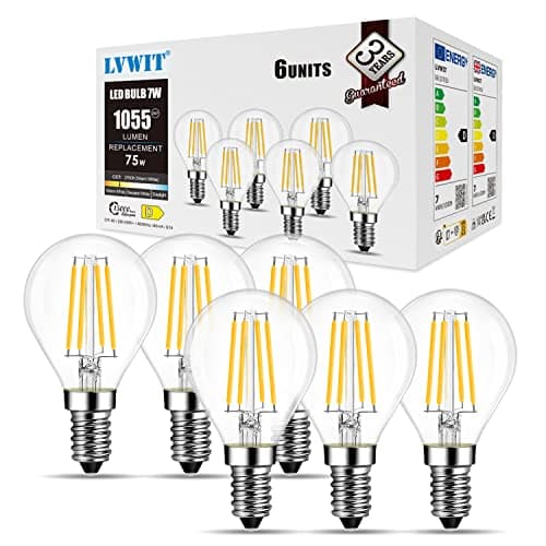 LVWIT Ampoules à Filament LED E14, 7W Equivalente à Ampoule halogène 75W, 1055Lm 2700K Blanc Chaud, Ampoule rétro vintage, Non-dimmable, Paquet de 6