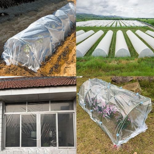 MAILEKT Bache pour Serre,Bache Plastique Transparente, Bache Serre Tunnel 3m x 3m, Film Polyéthylène de Extra-épais Clair Jardin Grandir Couverture De Polytunnel pour Légumes und Tomate