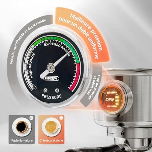 HIBREW Machine à expresso programmable, H10B, acier inoxydable brossé, température et volume de tasses réglables, nettoyeur vapeur pour mousseur à lait
