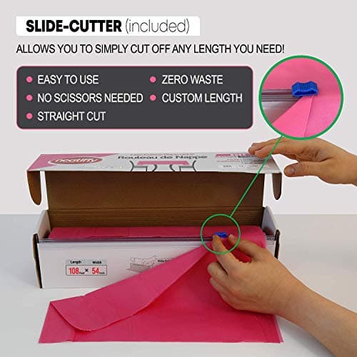 Neatiffy 137 cm x 32.9 m Jetable en Plastique Rouleau De Nappe, Équivalent à 12 Paquets de Pique-Nique, Rose