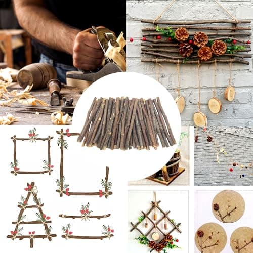 ZAHD 50 Pcs Branches Bâtons Bois Flotté Pièces en Bois Branches en Bois Cadeaux De Bricolage Rustique bâtonnets de branches naturelles en bois artisanat Bois Flotté en Embellissements (Marron bois)