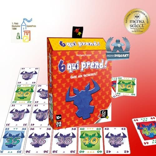 GIGAMIC - 6 Qui prend ! - Le jeu d'ambiance intergénérationnel dans son nouveau format Boite Biseau ! - Jeu de société - De 2 à 10 joueurs - A partir de 8 ans.