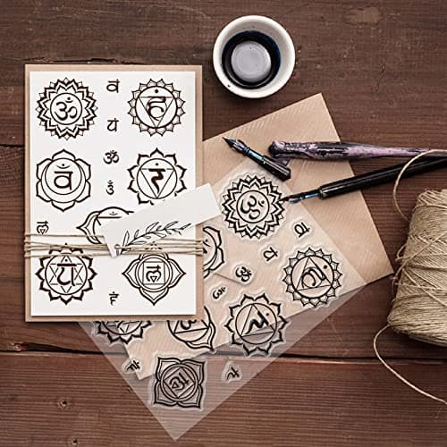 craspire Yoga Clear Stamps Mandala Yoga Om Symboles Transparent Silic1 Tampon Tampon en Caoutchouc pour Scrapbooking Anniversaire Album Photo Thanksgiving Card Making 4.3 x 6.3 x 0.1 Pouces