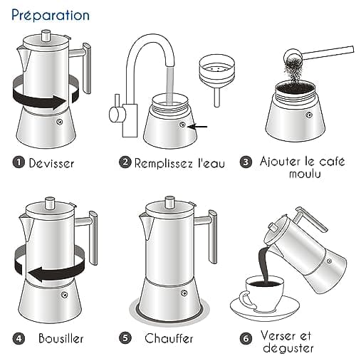 Easyworkz Pedro Cafetière italienne en acier inoxydable pour 6 tasses 300ml Pour induction à gaz et toutes les cuisinières (Argenté)