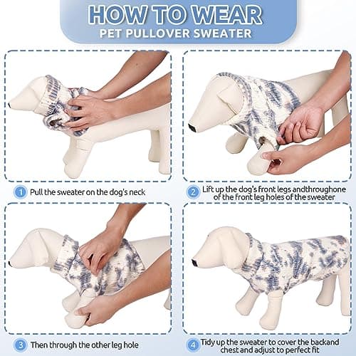 CITÉTOILE Pull d'hiver Chaud pour Chien, Manteau Tricoté Doux et Confortable, Vêtement à col roulé de Couleur dégradé adapté aux Chats et Chiens de Petite et Moyenne Taille, Bleu, XS