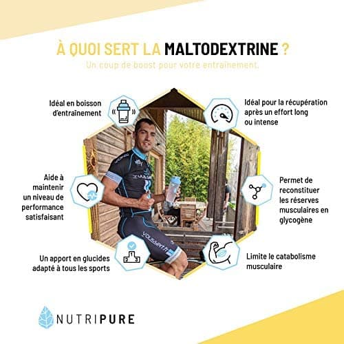 Nutripure - Maltodextrine Bio 100% Pure - 95g de Glucides - 1 kg | Boisson d'Endurance & Récupération - Booster d'Energie - Effort Long & Intense - Sans OGM - Vegan - 20 Jours - Made in France