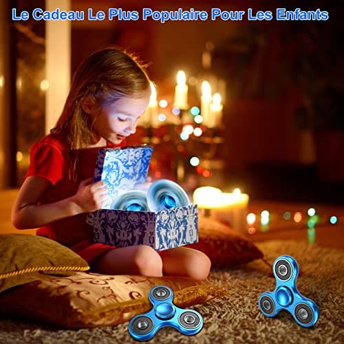 Coolden Hand Spinner EDC Fidget Spinner Metal Durable High Speed Stainless Steel Bearing 2-5 Min Spins Brass Material Tri Spinner Finger Gyro Jouet Anxiety Stress Relief Fidget Toys pour Focus Bleu