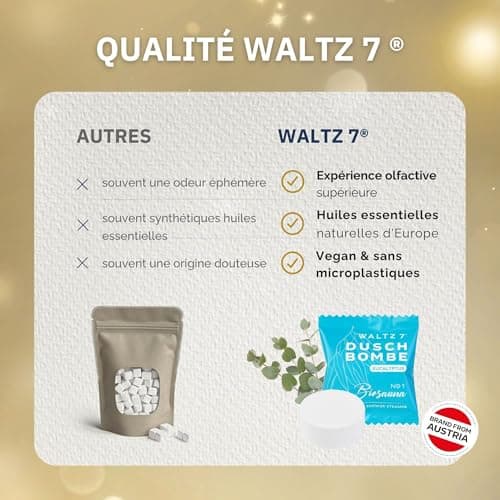 WALTZ 7 Set Bombes de Douche, 16 Sachet, 8 Senteurs, Aromatherapie, Calmant, Revigorant et Relaxant, Idee Cadeau Homme, Femme, Maman, Papa, Grand Mere, Coffret Beaute