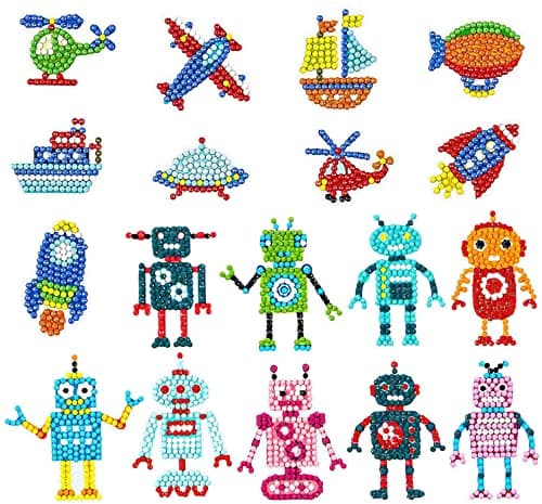 YGCHEN Diamond Painting Robot 5D Diamond Painting Autocollants Kits Enfants Peinture Diamant Voiture DIY Broderie Diamant pour Les Enfants et Les Débutants Adultes, 18 Pièces