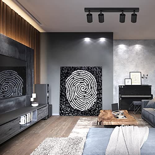 ZMH Plafonnier LED noir spot de plafond : plafonnier GU10 spots 4 flammes spot de plafond rotatif à 350° lampe de couloir moderne spot mural industriel