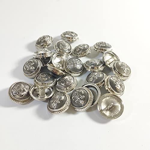 Lot de 25 boutons en métal, boutons pour veste, boutons de manteau, boutons résistants et de haute qualité, motifs de boutons, boutons pour vêtements, boutons, boutons à coudre (argent3, 18 mm)