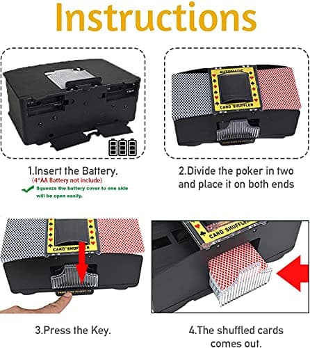 Mélangeur Automatique de Cartes à Jouer au Poker - Machine de Jeu USB à Piles - pour Poker, Maison, Fête, Jeux de Cartes, Tables