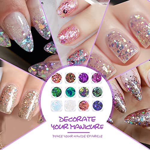GWAWG 12 couleurs de paillettes holographiques pour le visage, les yeux, les cheveux, les ongles et la peinture