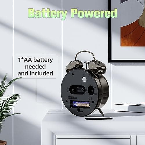 CHEREEKI Réveil Matin Vintage Silencieux sans tic-tac, Réveil Analogique à Quartz avec Veilleuse, Fluorescence, Réveil Portable à Piles pour Enfants, Adolescents, Personnes âgées