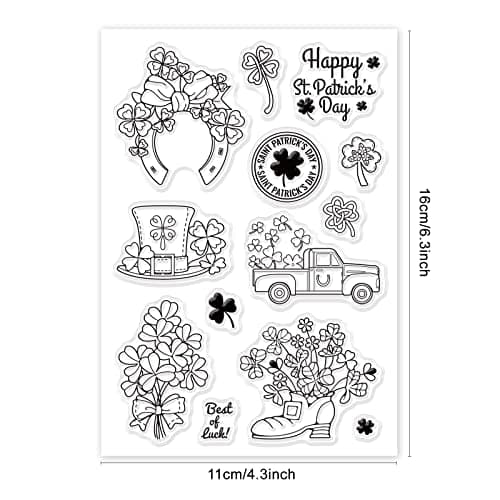 GLOBLELAND Tampon Transparents en Silicone Fleur Trèfle Mot Clear Timbre pour DIY Scrapbooking Album Photo Décorations Fabrication de Cartes