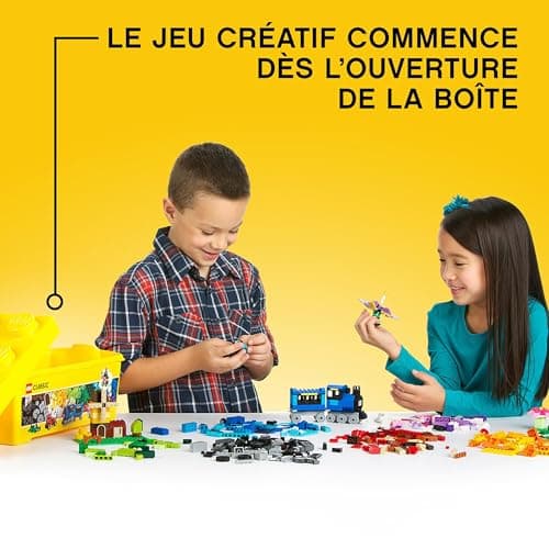 LEGO 10696 Classic La Boîte de Briques Créatives, Jouet et Ensemble de Rangement avec Briques, Roues, Fenêtres, Idée Cadeau Anniversaire, Enfants 4 Ans