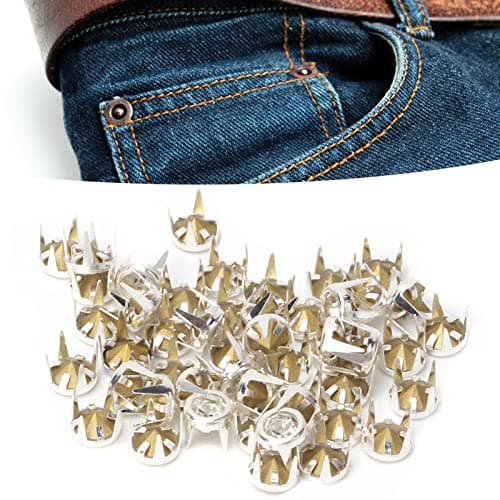 Tête de Clou en Strass, 50pcs 6MM Bricolage Argent Griffe Ronde Une Qualité Cristal Strass Perles Clous tête Punk Diamant Pointes Rivets Goujons DIY Mode Nailhead pour Artisanat Décoration