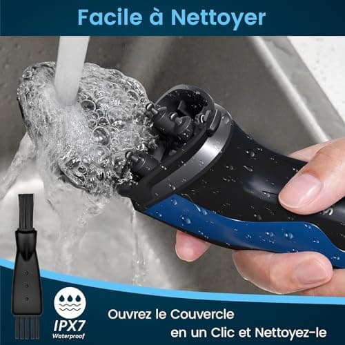 SweetLF Rasoir Electriques Hommes, Rasoir 2 en 1 2024, Tête Flottante 4D, Autonomie de 120 Mins, Longue Durée de Vie, Étanchéité IPX7, Utilisable à Sec et Sous L'eau, Écran LED (Bleu Foncé)