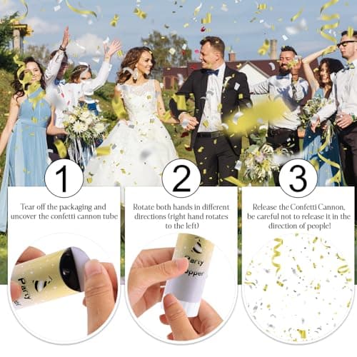 FePen Canon Confettis*10, Canon Confettis Mariage, Confettis Anniversaire, Canon à Confettis pour Mariage, Fête, Anniversaire, Célébrations (Champagne)