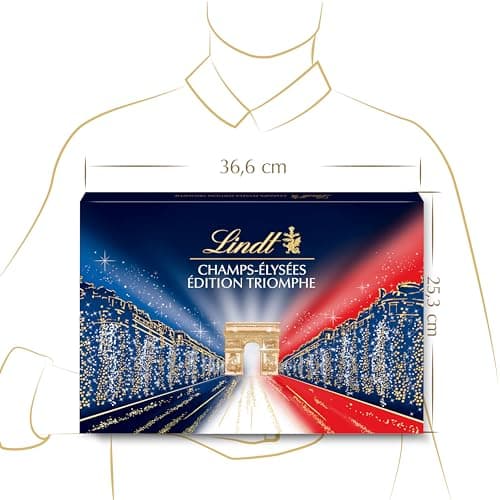Lindt - Boîte CHAMPS-ÉLYSÉES Édition Triomphe - Assortiment de Chocolats au Lait, Noirs et Blancs - Idéal pour Noël, 460 g