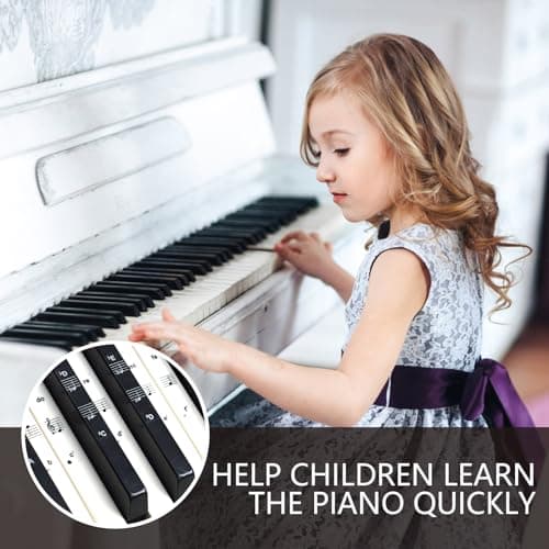 Mewflew Autocollants Transparents Pour Clavier De Piano Pour 36, 54, 61, 76, 88 Touches - Guide De Notation Musicale, Aide à Apprendre Les Positions & Gammes - IdéAl Pour Les DéButants