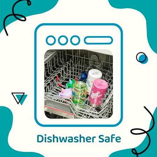 bzyoo Bouteille d'eau pour enfants de 473,6 g – Étanche et facile à ouvrir ! Vert avec de jolis motifs de dinosaures. Dispose d'une poignée et d'une fermeture sécurisée. Comprend une paille pratique