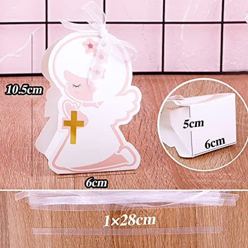 50PCS Boîte Baptême Fille Bonbonnières en Forme Ange pour Baptême Naissance Fête Anniversaire