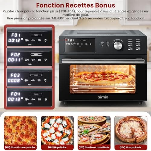 Oimis Friteuse à Air Chaud Sans Huile Four 30L,Gris, 1800W avec 21 Programmes Prédéfinis, Rôtissoire,Déshydrateur, 6 Accessoires, Recettes(NO Panier Rotatif)