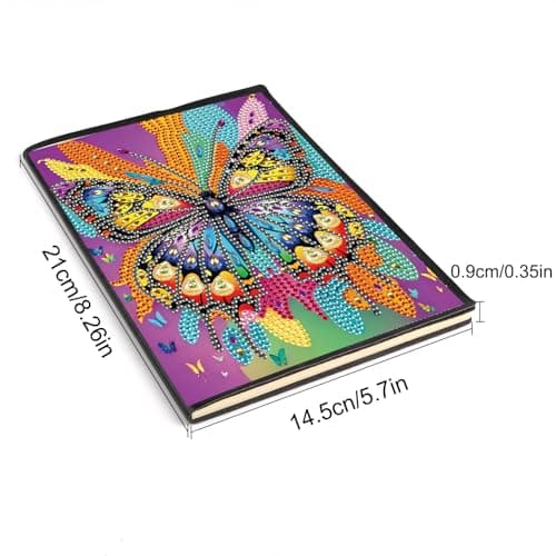 DCIDBEI Diamond Painting lot de 2 Carnet de Broderie Diamants Papillon Blanc A5 Tableau Diamant Journal Intime Adulte Cahier Diamant Painting Papillon Puzzle Diamant Carnet de Croquis 50 Feuilles