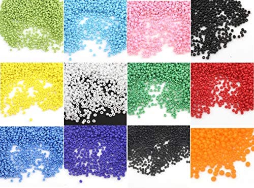 Lot de 6500 perles de rocaille en verre opaque, mat, 11/0, perles poney, opaque, rocailles de 2 mm, couleurs au choix (noir mat)
