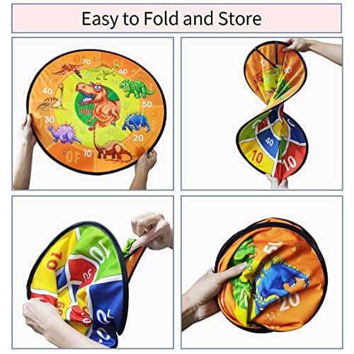 Jeux de Fléchettes pour Enfants, 66cm Jeu de Flechette sûr Double Face, Cible Flechette Jouets de Sport avec Balles Collantes, Jouet Intérieurs et Extérieurs Enfant Cadeau Fille Garçon
