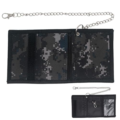 Portefeuille Ado,Portefeuille Scratch Militaire,Porte Monnaie Enfant Portefeuille avec Chaine Motif Camouflage Pliable Portefeuille Enfant Garcon,Homme Portefeuille de Sport pour Billet,Carte,Identité