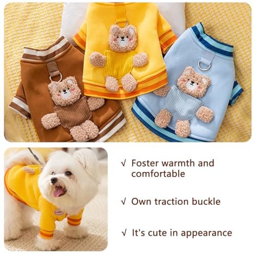 Galatée Pull pour Chien, Vêtements pour Chien avec Anneau en D, Manteau De Veste De Pull Chaud d'hiver pour Chien, Pull pour Petit Chien, Sweat-Shirt Doux pour Petits Chiens Et Chats(M, Bleu)