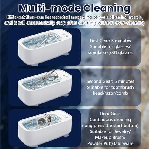 Nettoyeur Ultrasons, 45000hz Ultrasonic Cleaner avec 3 Modes de Nettoyage, 500ml Portable Appareil de Nettoyage pour Bijoux Montres Colliers Dentiers Lunettes