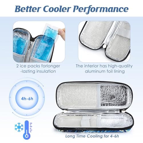 YOUSHARES Pochette Isotherme Insuline avec Poche de Glace, Trousse Isotherme Insuline pour Diabetique, Sac Isotherme Insuline Medicament pour Seringues, Stylo Insuline Voyage, Vague de Mer