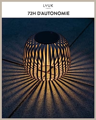 LUUK LIFESTYLE Lampe solaire minimaliste LED, design bohème, sans fil, lampe de terrasse rechargeable, luminosité variable, Marron sable
