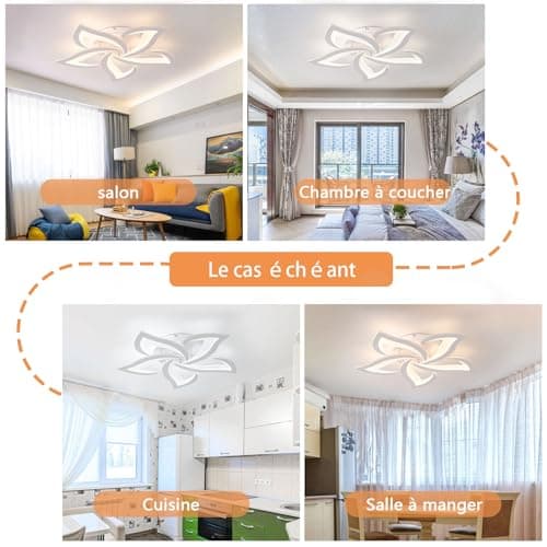 Tetipa Plafonnier LED Dimmable, 40-80W Luminaire Plafonnier Salon Télécommande APP, 3000k-6500k Lampe de plafond Lampe de Plafond per Chambre Salle à manger Luminaire Plafonnier
